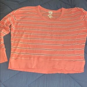 Pink Striped Knit Long Sleeve Top